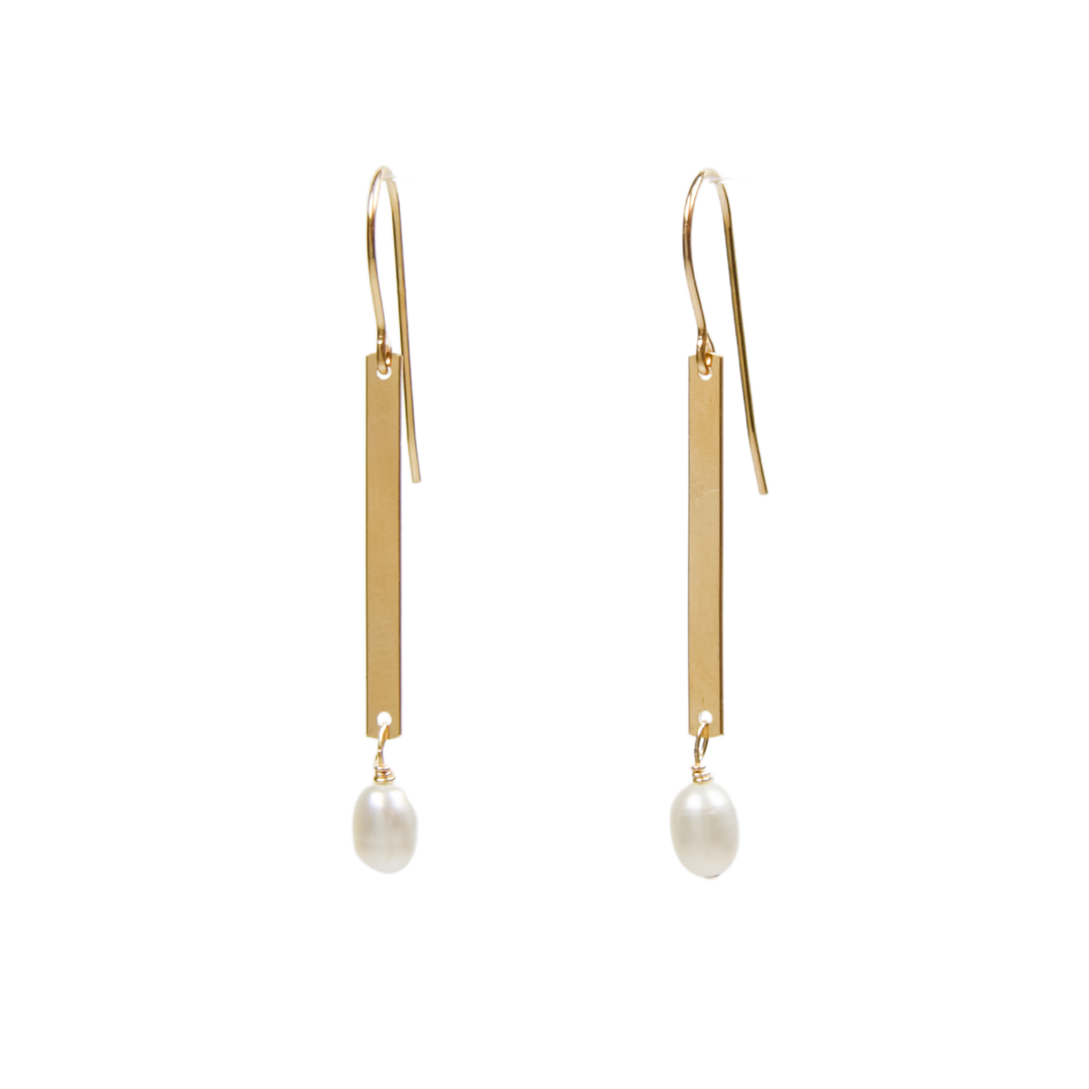 Bar and Pearl Earrings