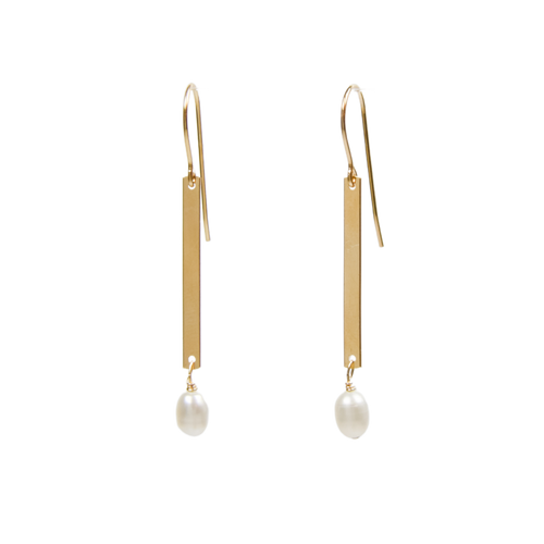 Bar and Pearl Earrings