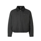 Leather collar with cotton jacket for men - black
