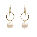 Pearl and Gold Circle Earrings