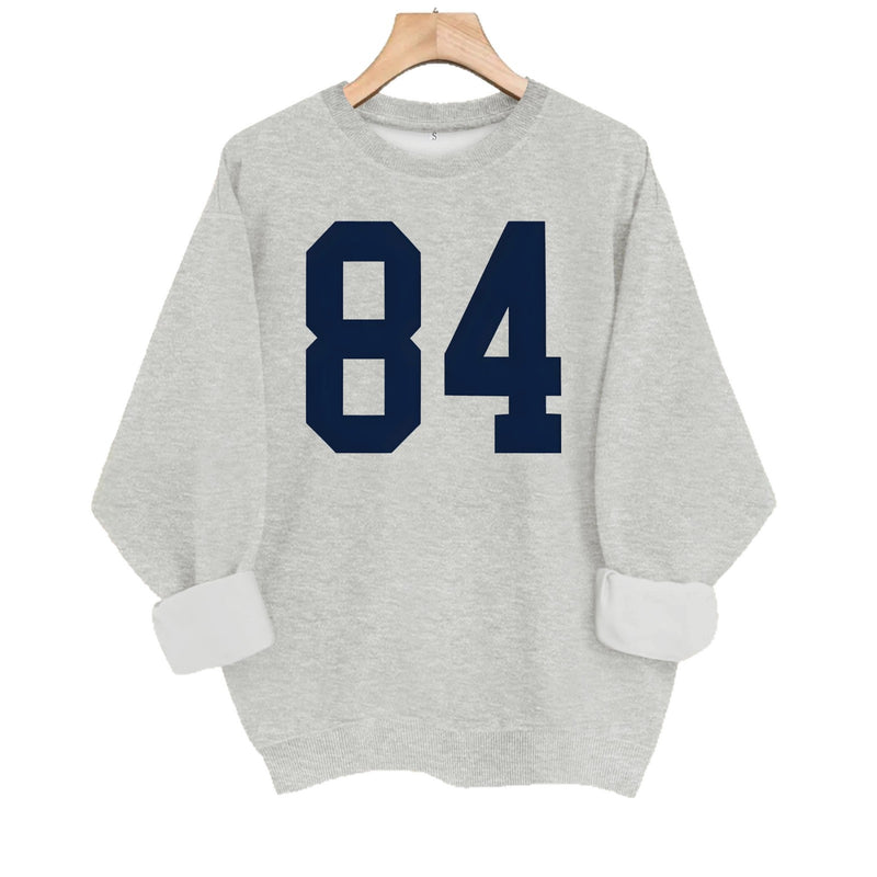 Pattern printed round neck fleece hoodie