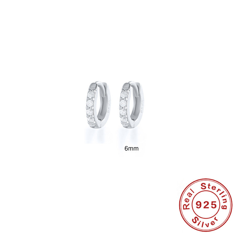 S925 Circle Earrings - Platinum White Diamond