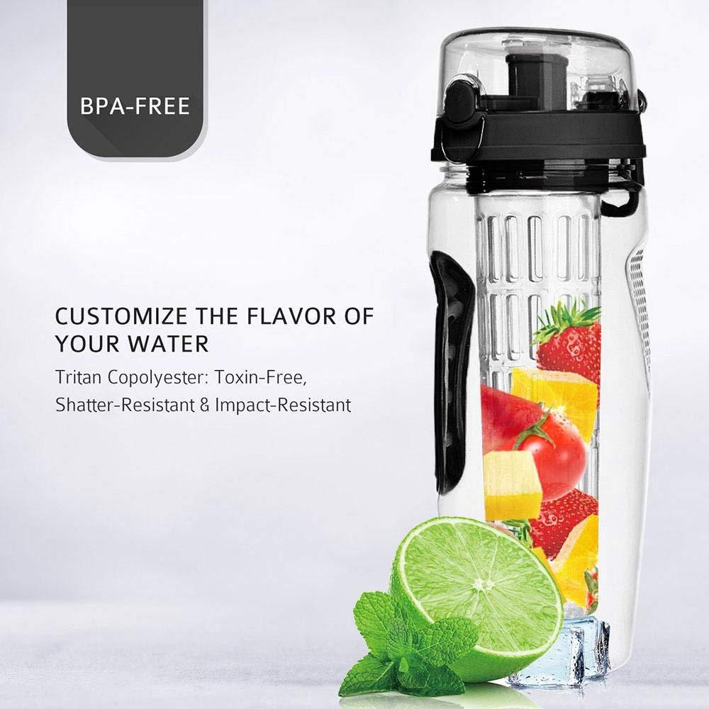 32Oz Fruit Infusing Infuser Water Bottle Water Fruit Bottle BPA Free Plastic Sport Fruit Infuser Water Bottles With Infuser Juice Shaker Drink Bottle Of Water