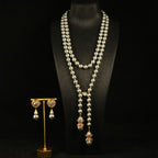 Glass pearl long sweater chain set