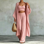 Wide-Leg Pants Set – Long Cardigan & High-Waist Pants