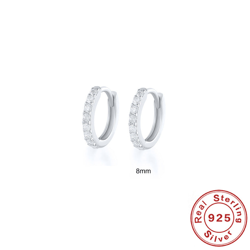 S925 Sterling Silver Circle Earrings with Turquoise and Diamond Inlay 18K Gold Plated Stud Earrings Jewelry