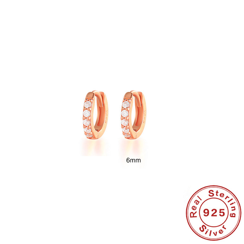 S925 Circle Earrings - Rose Gold White Diamond