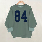 Pattern printed round neck fleece hoodie