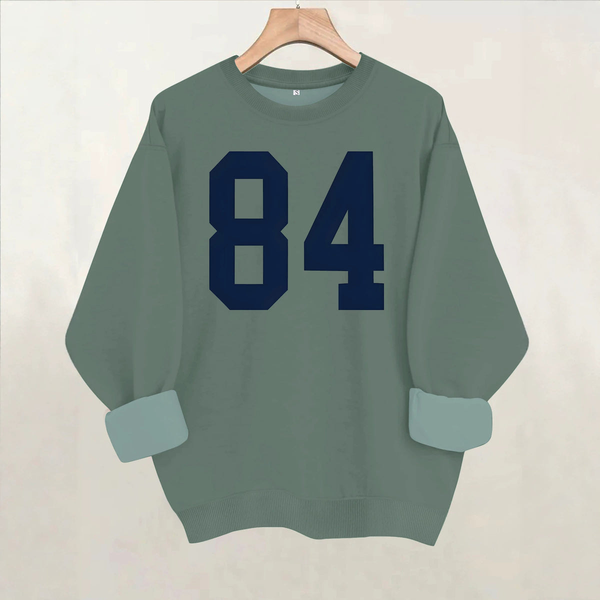 Pattern printed round neck fleece hoodie