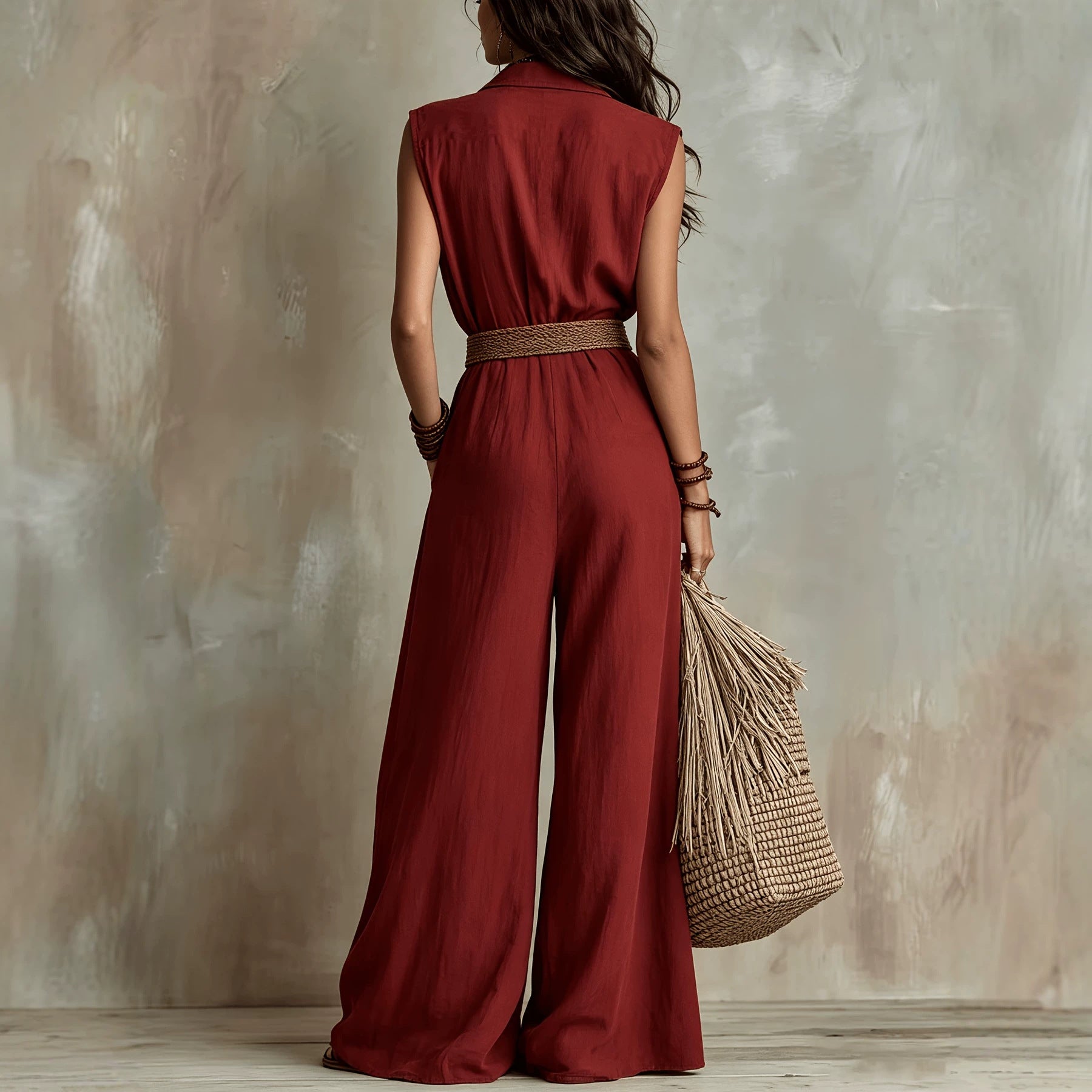 Sleeveless Jumpsuit – Relaxed Long-Leg Silhouette