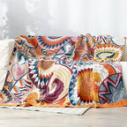 1pc Bohemian Style Flannel Blanket Nordic Tribal Print, Ultra Soft Lightweight for Sofa, Bed, Travel, Season, Home Decor Gift