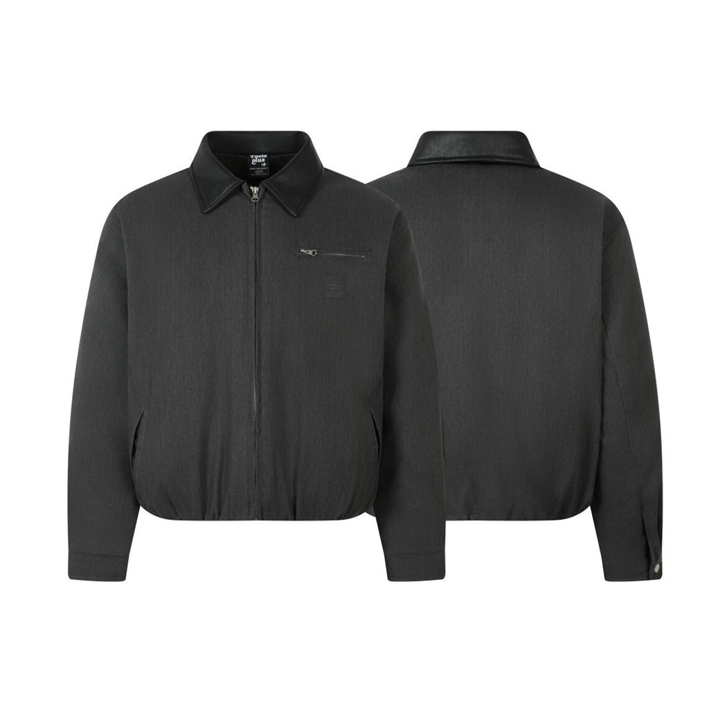 Leather collar with cotton jacket for men
