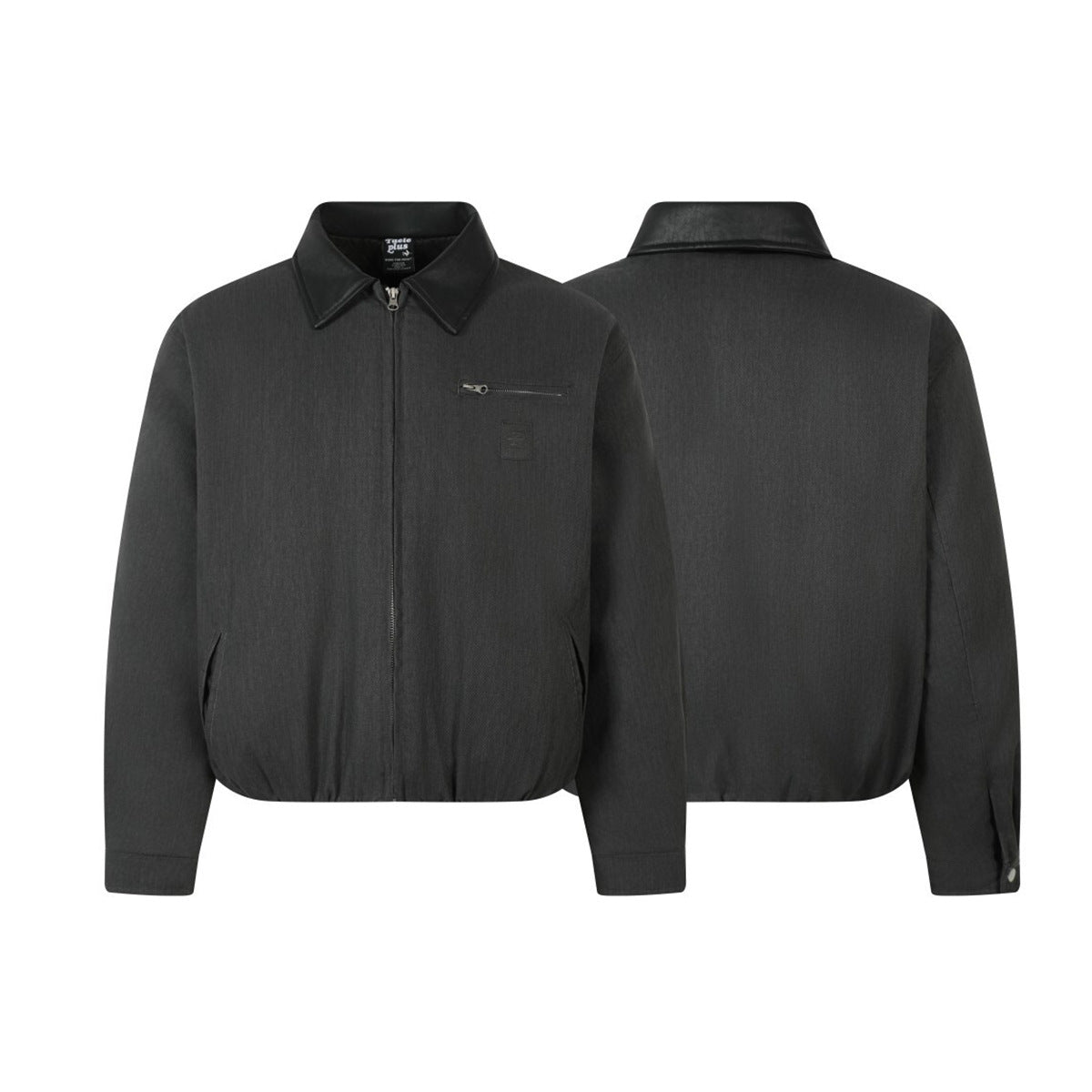 Leather collar with cotton jacket for men