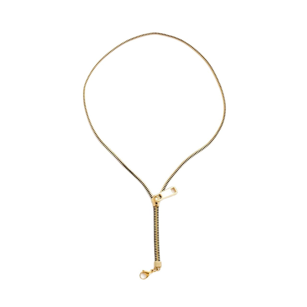 Collarbone chain zipper necklace
