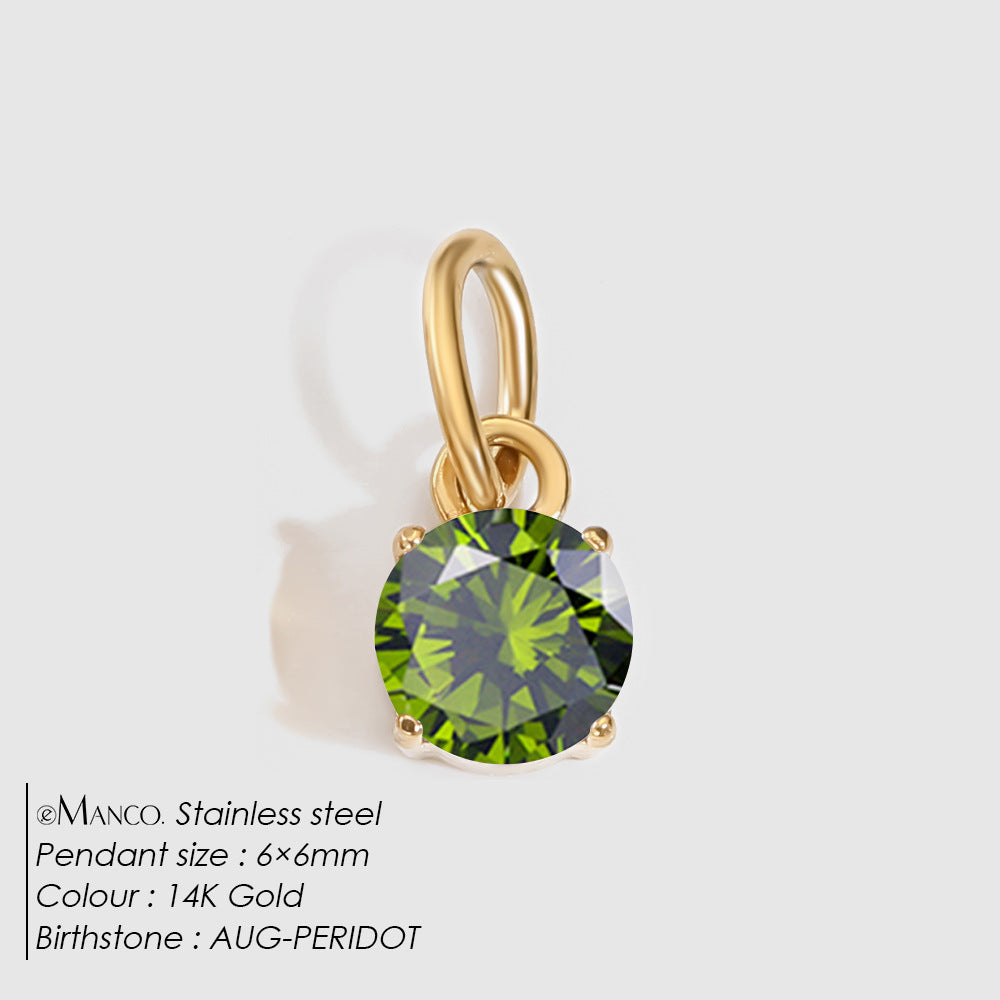 Jewelry Accessories Stainless Steel Necklace Round Zircon Necklace Stainless Steel Pendant Components