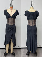 Gothic Vintage Style Dress with Unique Design Long Dress - gray
