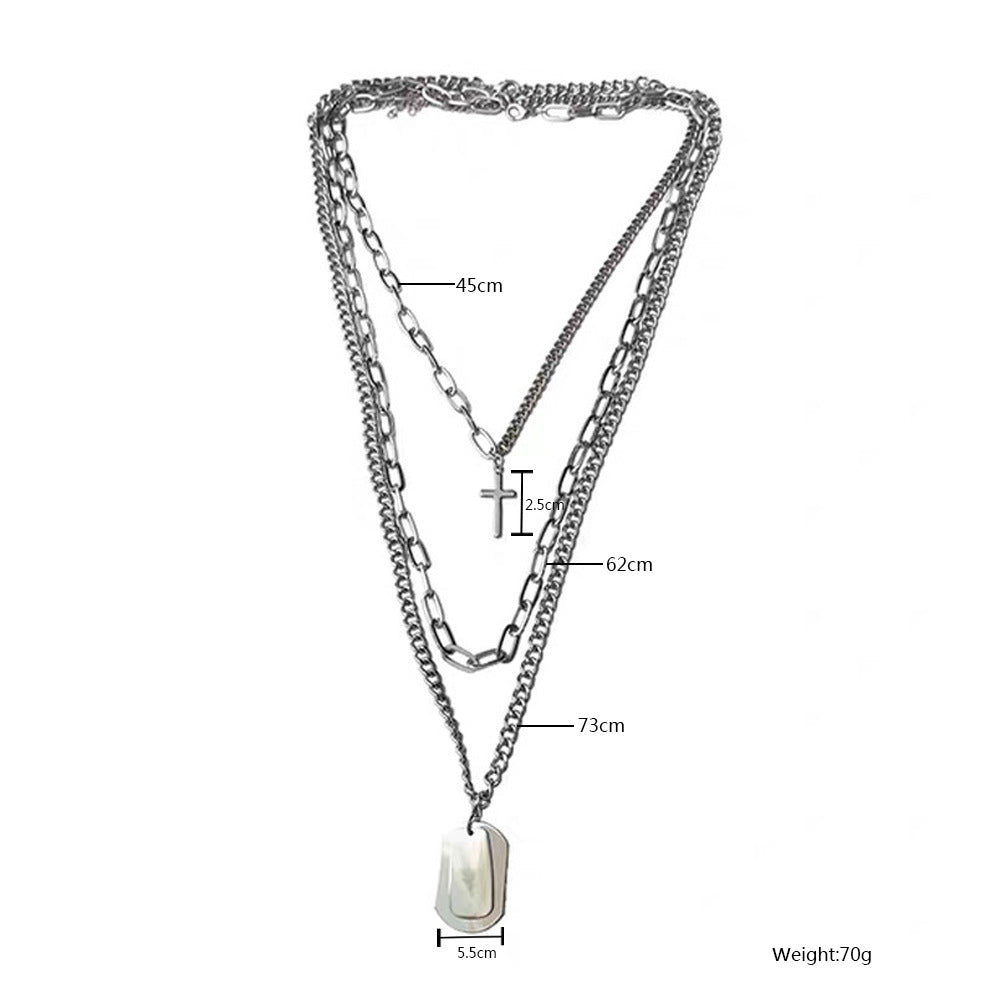 Exaggerated metal hip-hop style cross necklace