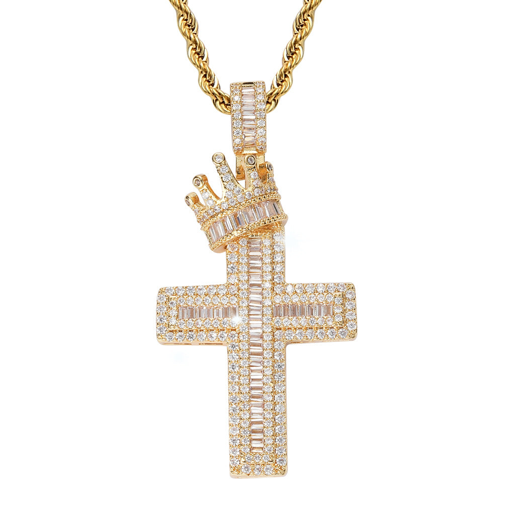 Crown Cross Pendant - gold