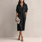 Elegant and Sophisticated Office Casual Fashion Fitted Comfortable Solid Color Mid-Length Dress