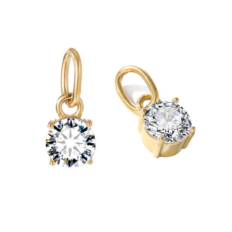 Jewelry Accessories Stainless Steel Necklace Round Zircon Necklace Stainless Steel Pendant Components