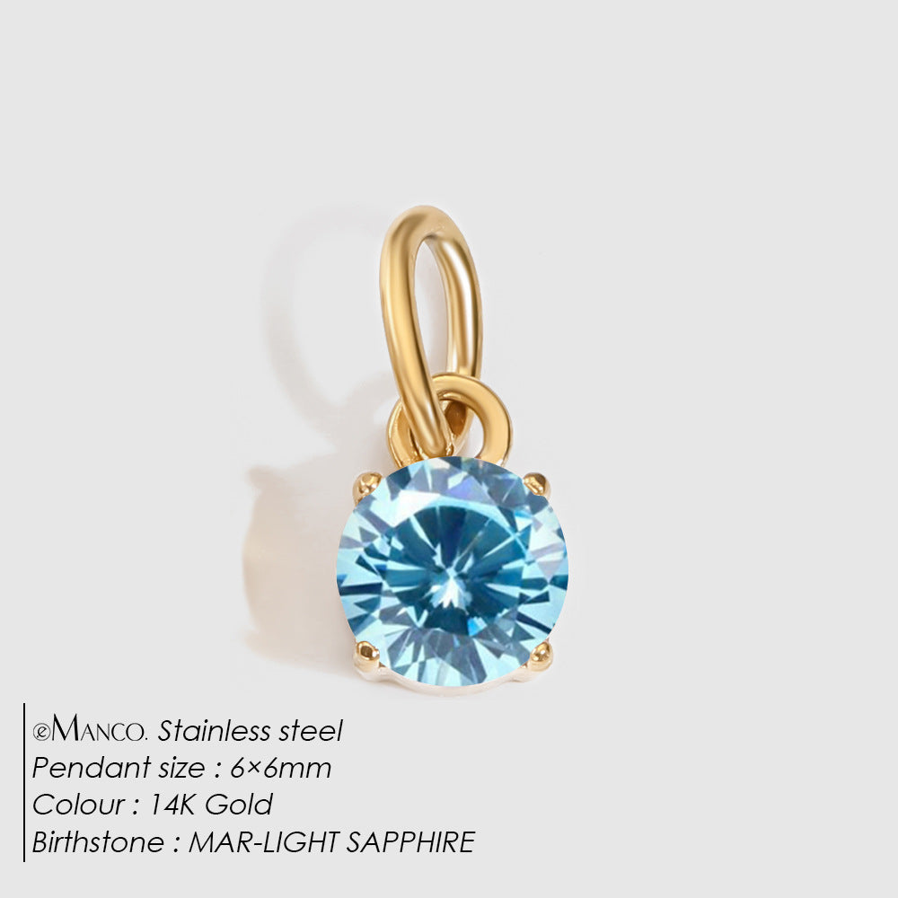 Jewelry Accessories Stainless Steel Necklace Round Zircon Necklace Stainless Steel Pendant Components