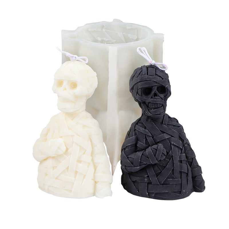 Gauze Zombie Skull Halloween Silicone Candle Mold Aromatherapy Plaster Holiday Atmosphere Decoration