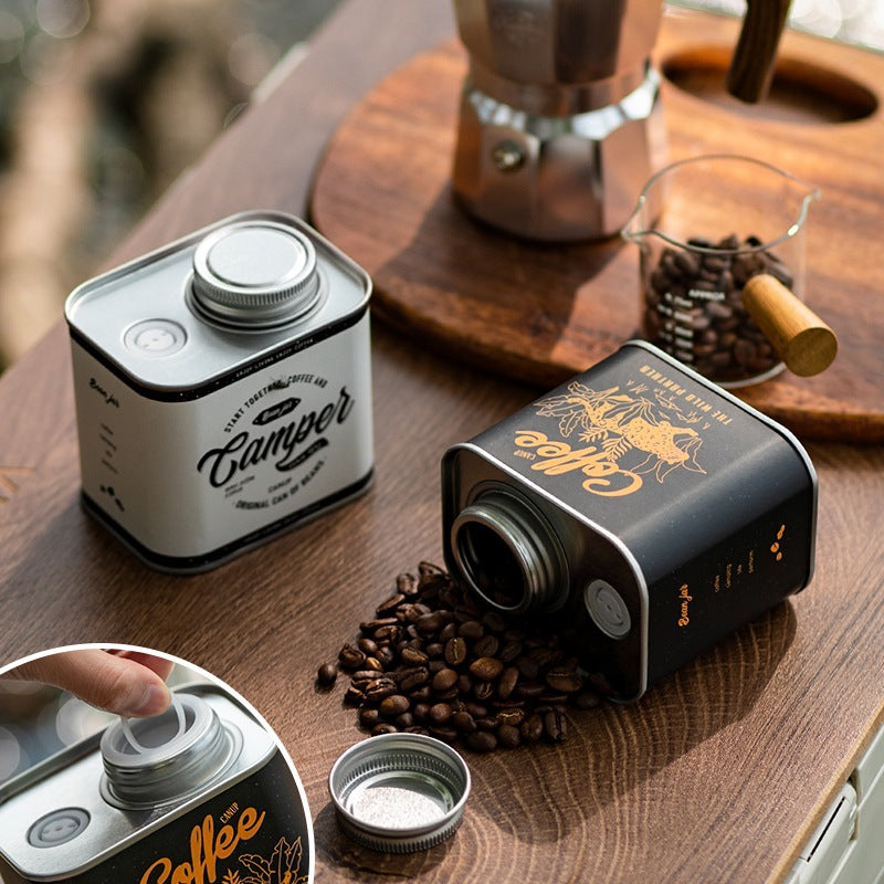 Coffee Bean Sealed Tin Outdoor Camping Tin Box Food Grade Packaging Storage Preservation Breathing Tin Can