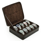 Rectangular Handmade Crazy Horse Leather Watch Box, 10-Slot Watch Display Organizer Travel Storage Case
