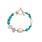 Freshwater Pearl | Turquoise Beaded Bracelet — Natural Stone