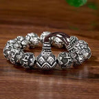Ethnic Style Literary Buddhist Bead Men's Bracelet with Six-Syllable Mantra, Vintage Unique Design, Yunnan Snowflake Heart Sutra Beaded Bracelet