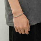 4mm Spring Clasp Stainless Steel Tennis Chain - Gold Bracelet