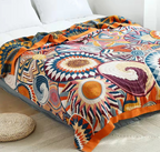 1pc Bohemian Style Flannel Blanket Nordic Tribal Print, Ultra Soft Lightweight for Sofa, Bed, Travel, Season, Home Decor Gift