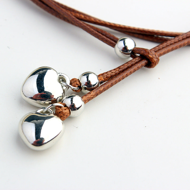 Pulling rope wax thread multi-layer foot decoration peach heart pendant foot chain