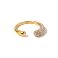 Stainless steel inlaid white diamond open ring