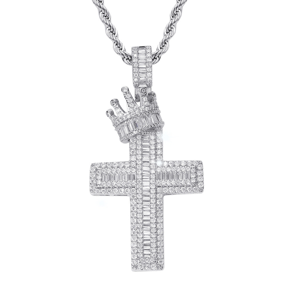 Crown Cross Pendant - silver