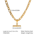 Hip Hop Punk Stainless Steel T-Bar Pendant Fried Dough Twists Chain Cuban Chain Necklace
