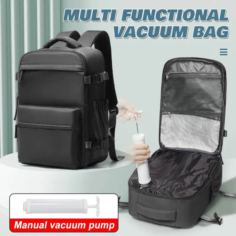 Ryanair Approved 40x20x25 Cabin Bag - Vacuum Compression Travel Backpack & 42x29x15 Storage Bag, Laptop Compartment