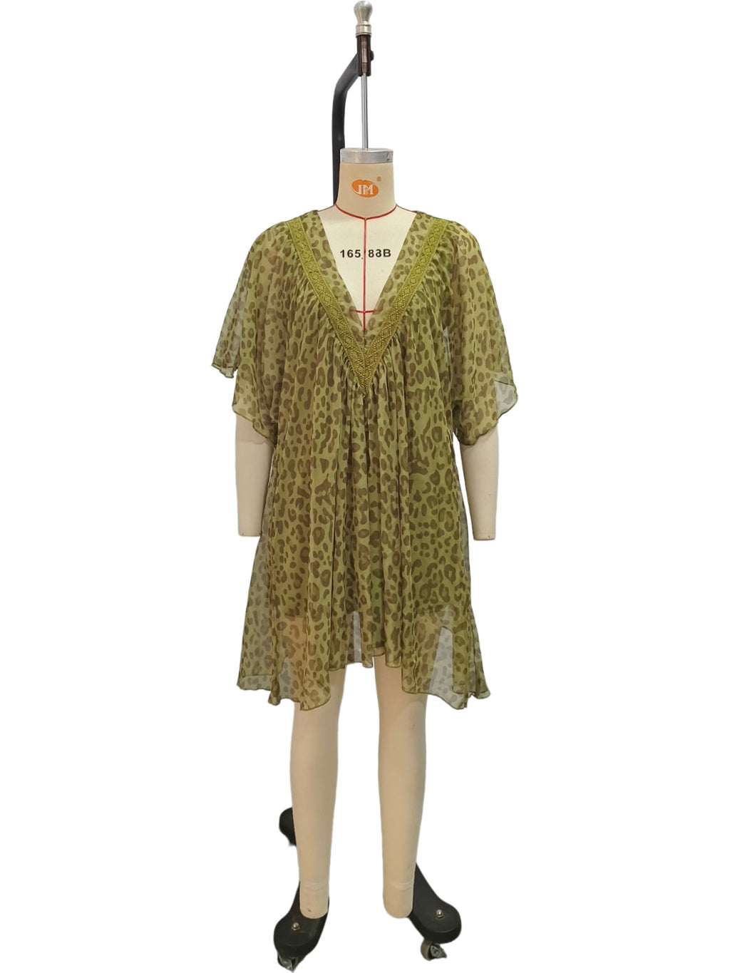 V-neck Chiffon Beach Cover Dress - green