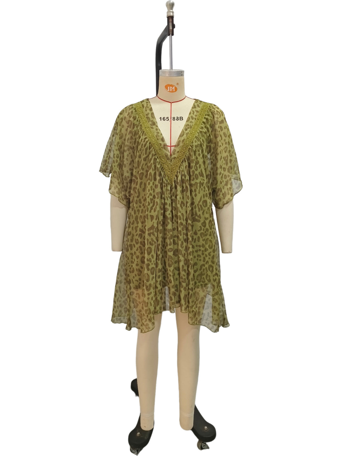 V-neck Chiffon Beach Cover Dress - green