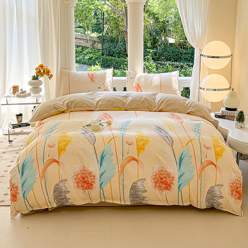 Cartoon Four-Piece Set Fresh Autumn and Winter Single Student Dormitory Bedding Sheet Three-Piece Set Single Quilt Cover