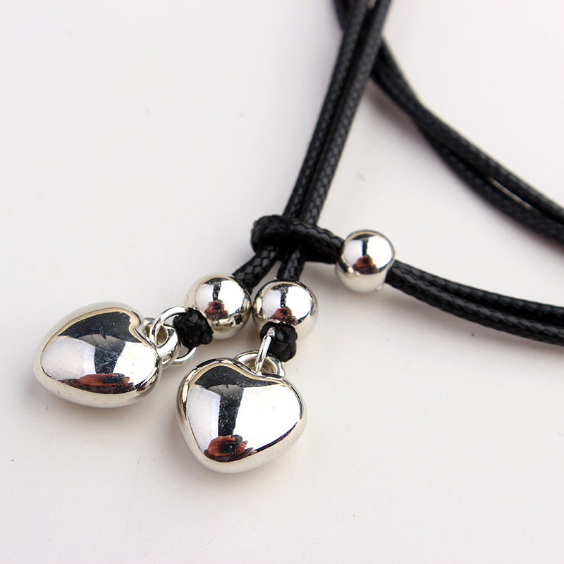 Pulling rope wax thread multi-layer foot decoration peach heart pendant foot chain