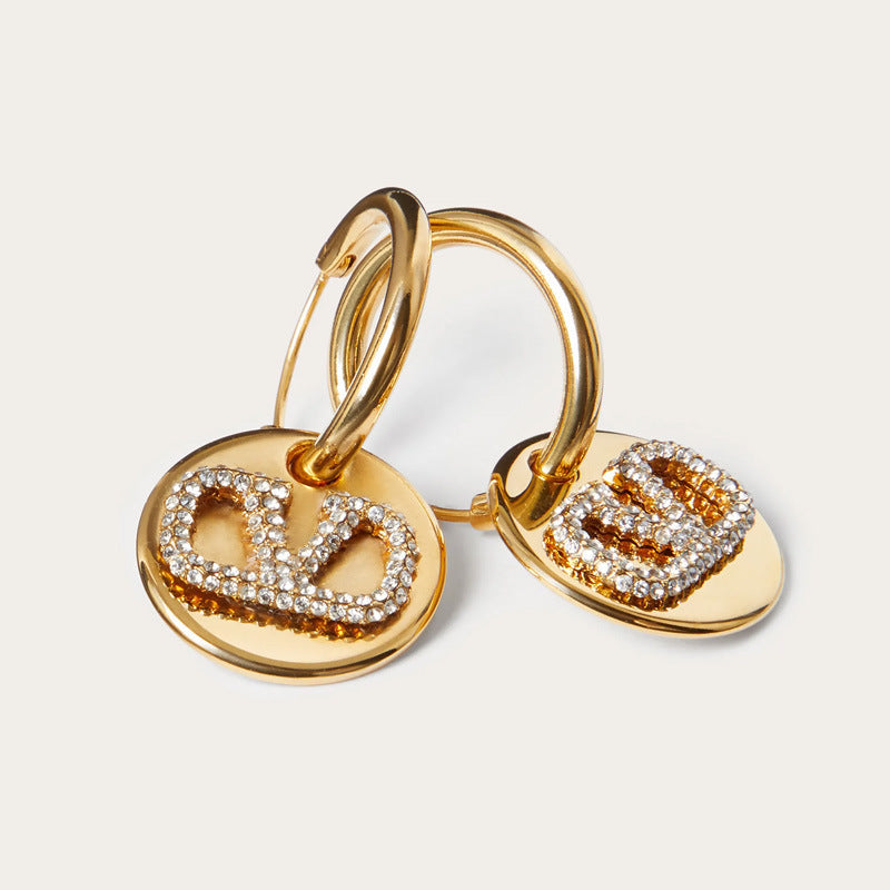 V-shaped small round stud earrings for women, fashion crystal earrings earring studs ear drops jewelry