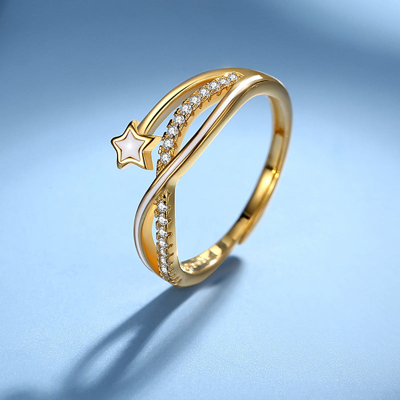 Alloy double-layer star line ring - Golden Yellow