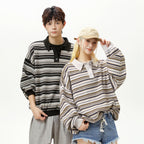 Striped collar sweater for men