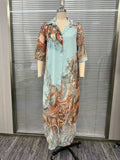 Chiffon Digital Print Fresh Vintage Flowy Women's Dress - blue