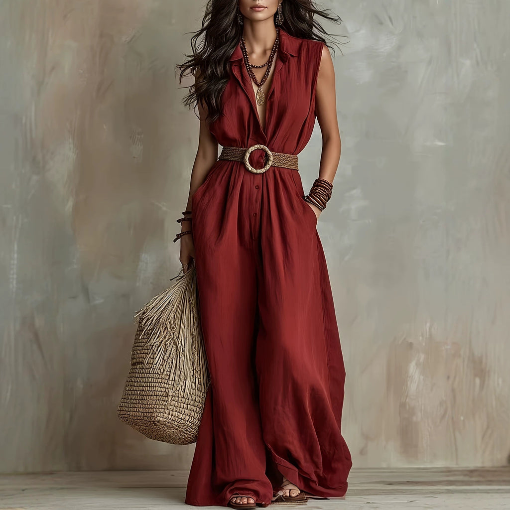 Sleeveless Jumpsuit – Relaxed Long-Leg Silhouette