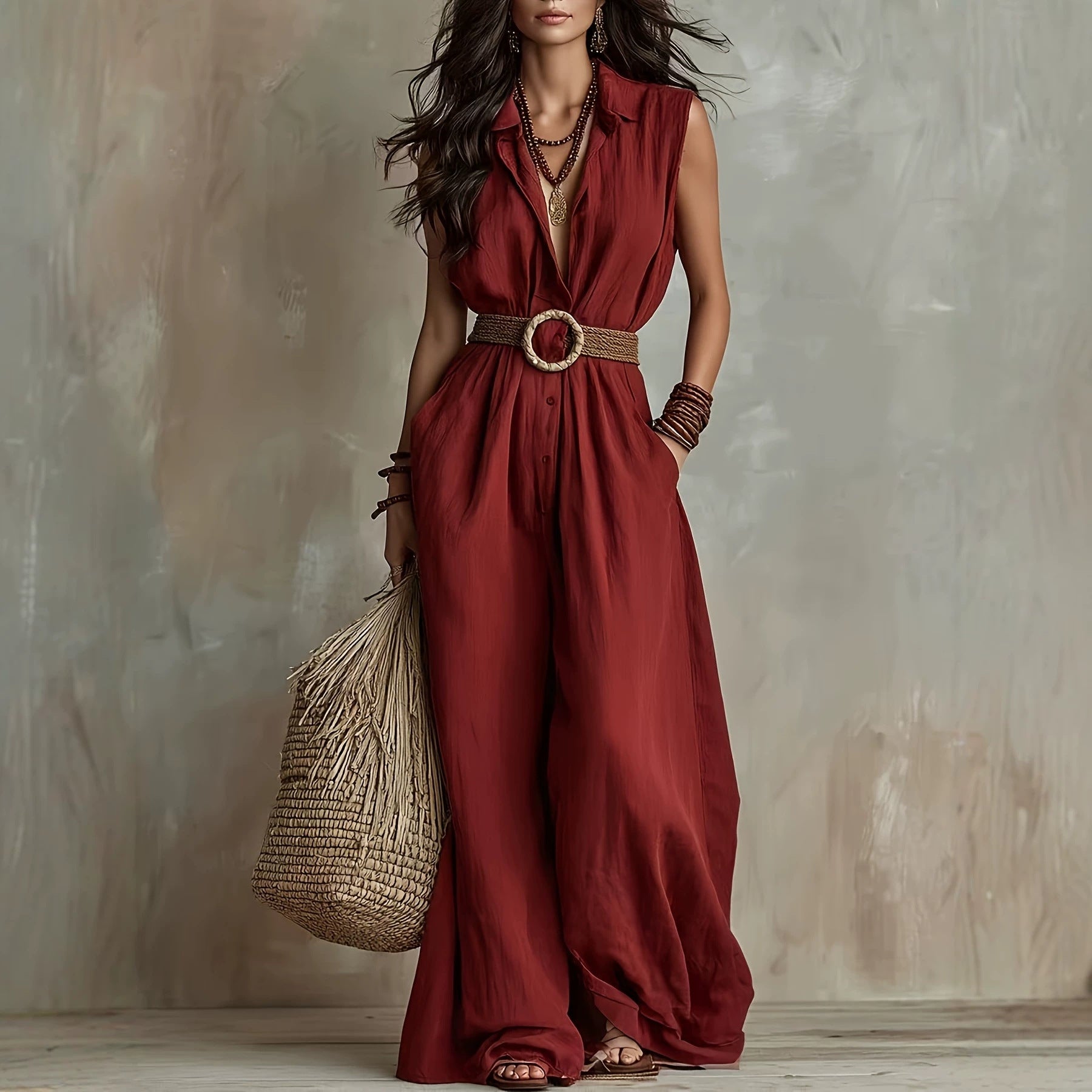 Sleeveless Jumpsuit – Relaxed Long-Leg Silhouette