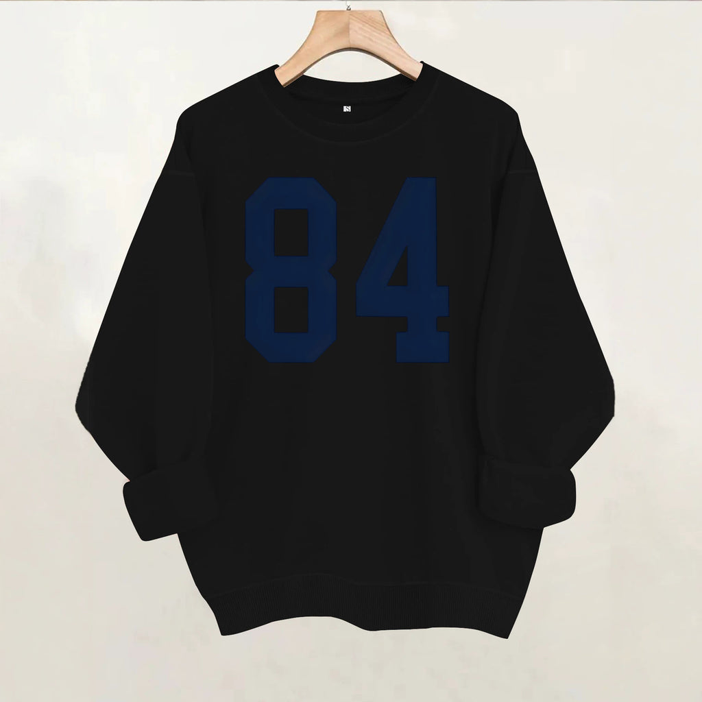 Pattern printed round neck fleece hoodie