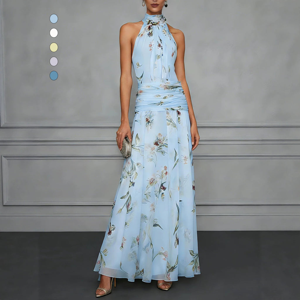 Strapless Printed Maxi Dress – Fitted Sleeveless Shape