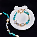 Freshwater Pearl | Turquoise Beaded Bracelet — Natural Stone